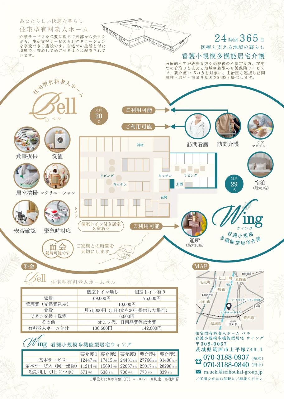 Bell Wingのサービス案内チラシ（裏面）